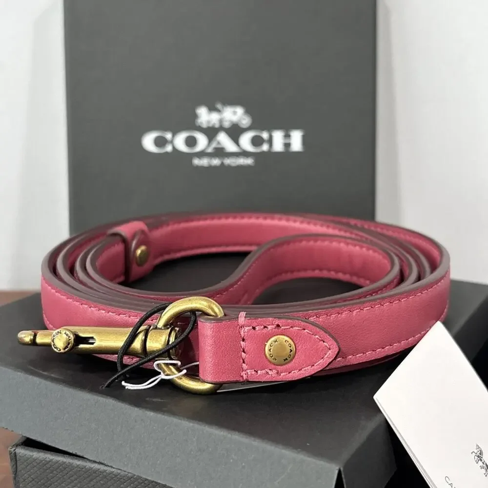 Coach Small Pink Leather Pet Dog Leash 51” New In Box No. 79831